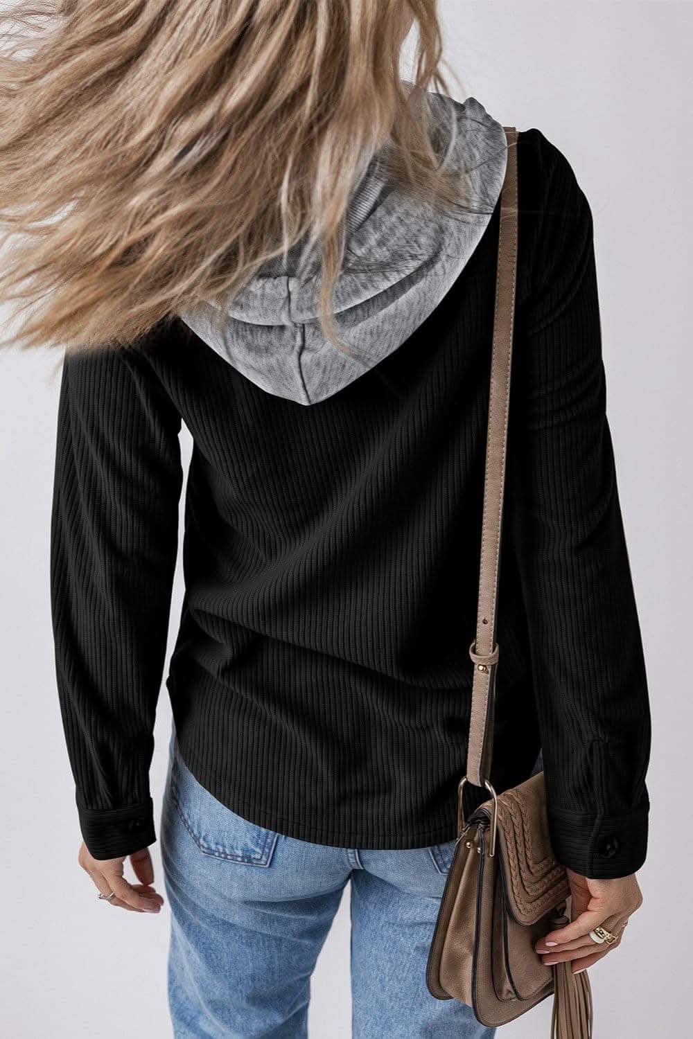 Hooded drawstring jacket with pockets - Love Salve