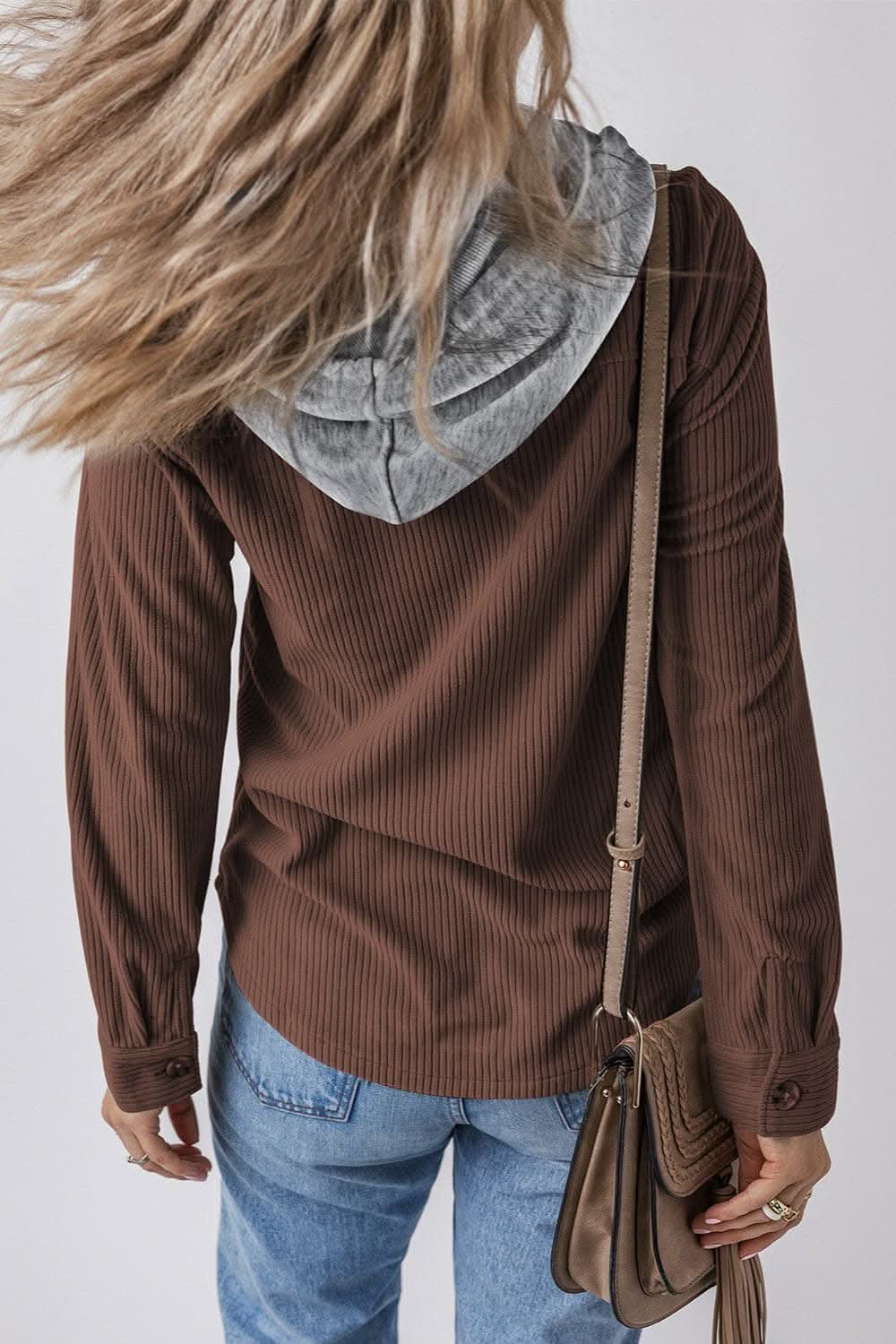 Hooded drawstring jacket with pockets - Love Salve