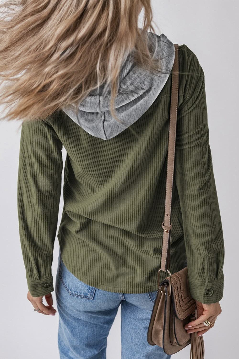 Hooded drawstring jacket with pockets - Love Salve