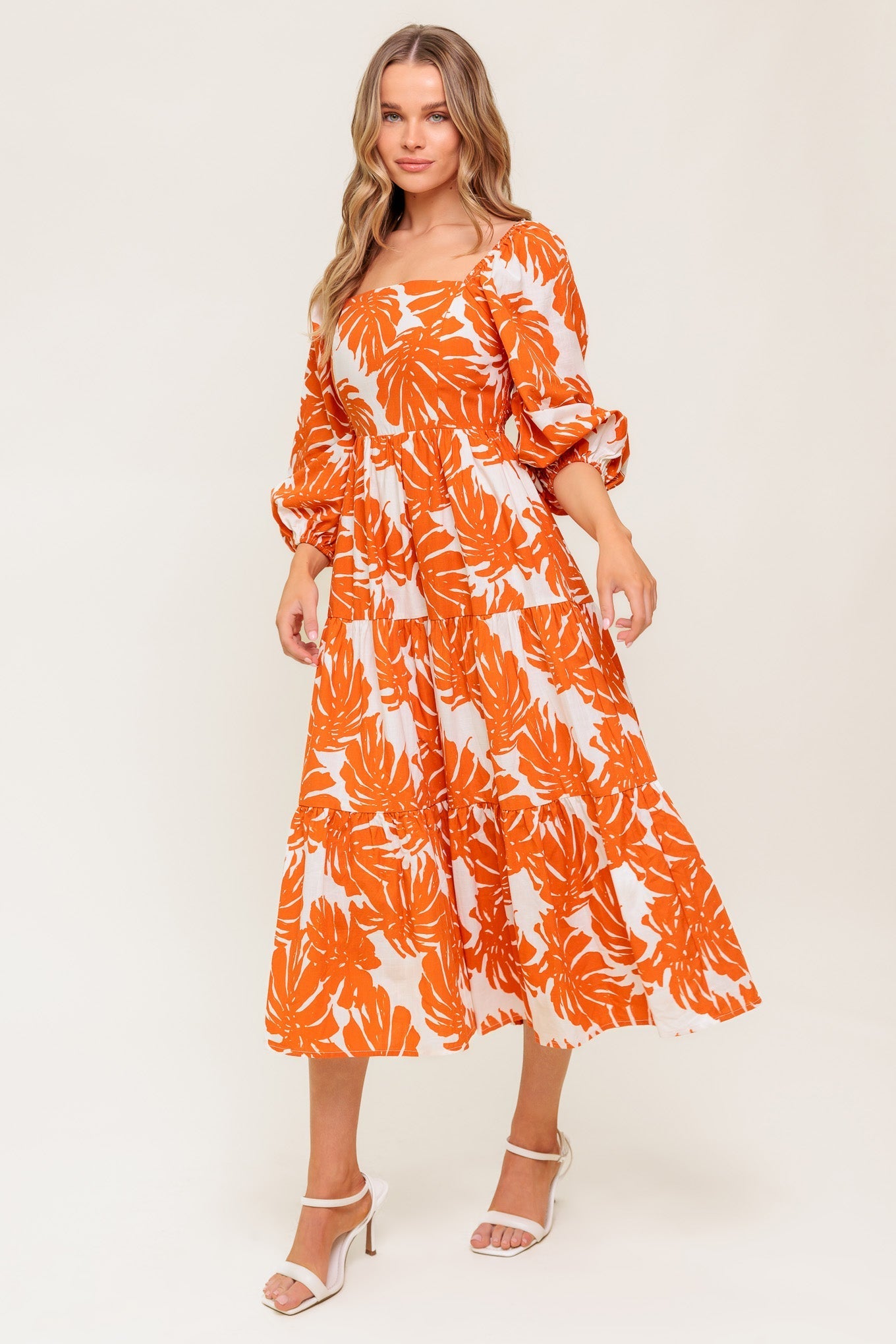 ALL THE DRAMA WOVEN MIDI DRESS Flying Tomato