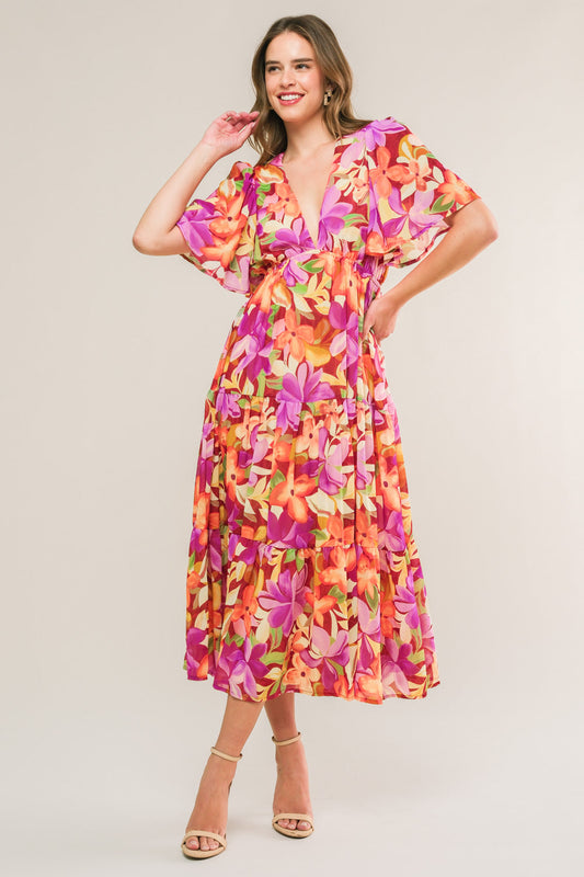 START LOOKING WOVEN MIDI DRESS Flying Tomato