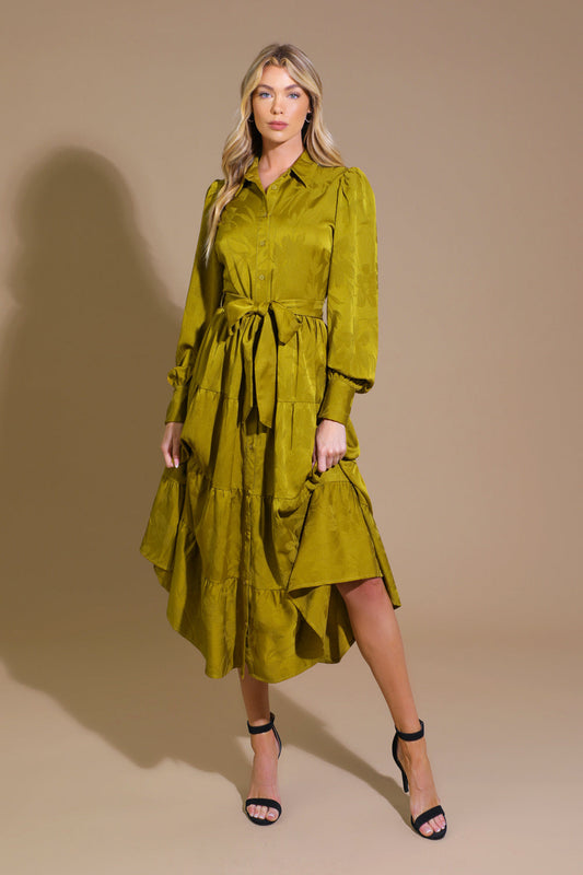 TOTAL APPEAL WOVEN JACQUARD MIDI DRESS Flying Tomato