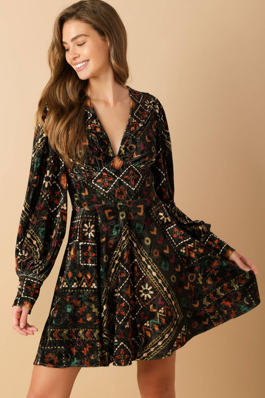 FINDING MYSELF VELVET WOVEN MINI DRESS Flying Tomato