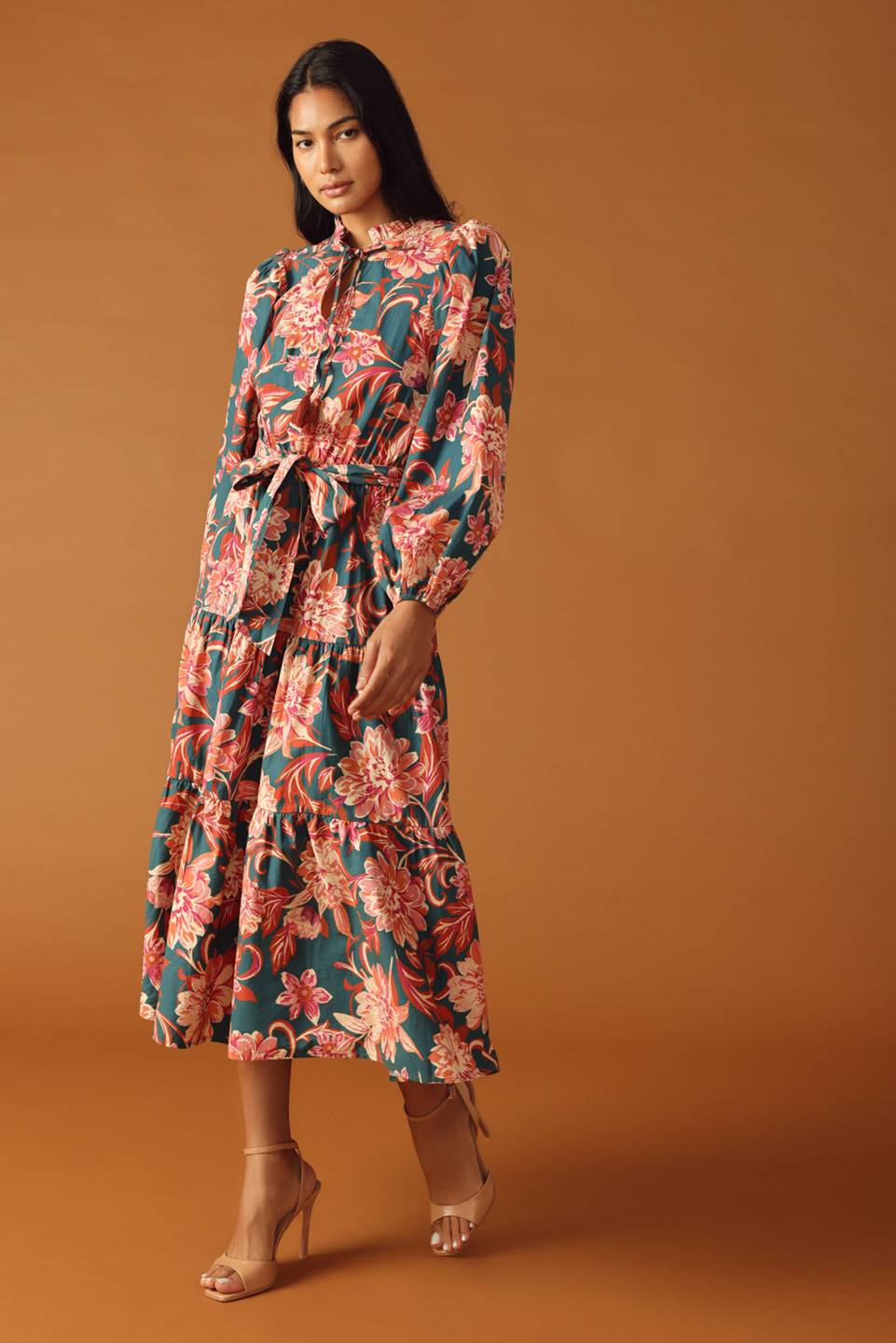 GLEAMING GLAM WOVEN MIDI DRESS