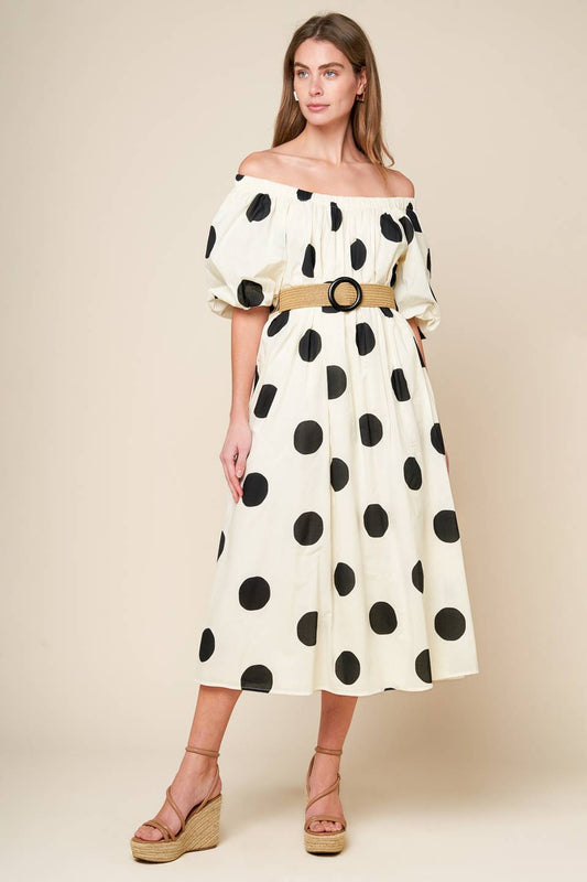 HUMMINGBIRD'S HAVEN OFF WHITE WOVEN MIDI DRESS Flying Tomato