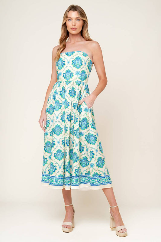 THRIVING POISE WOVEN MIDI DRESS Flying Tomato