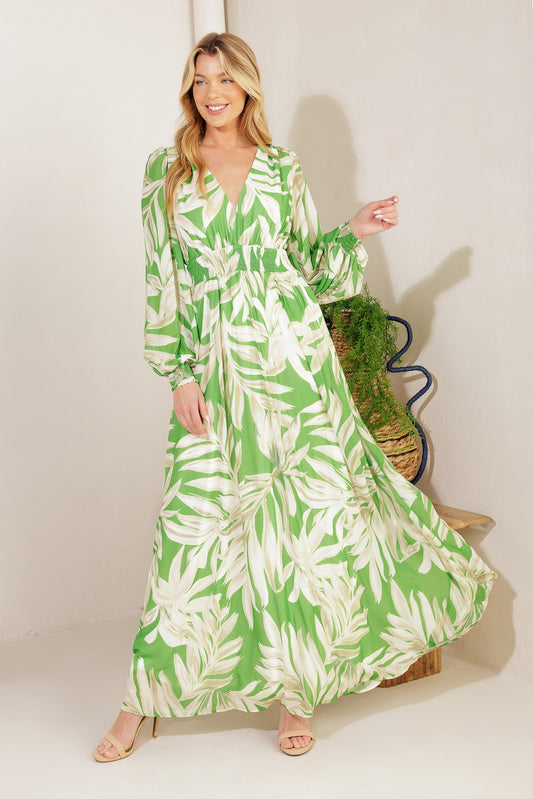LEAVES OF TOMORROW WOVEN MAXI DRESS Flying Tomato