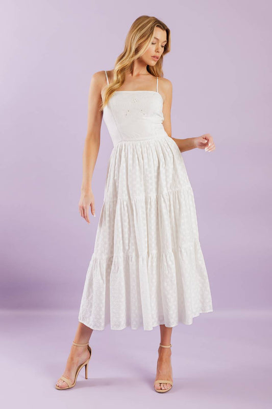 ENCHANTING MOMENTS WOVEN MIDI DRESS Flying Tomato