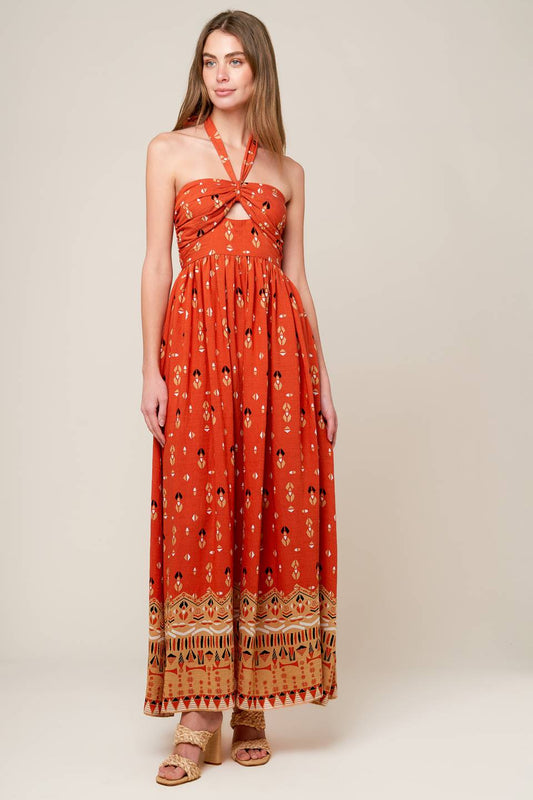 SIDEWALK CAFÉ TERRACOTTA WOVEN MAXI DRESS Flying Tomato