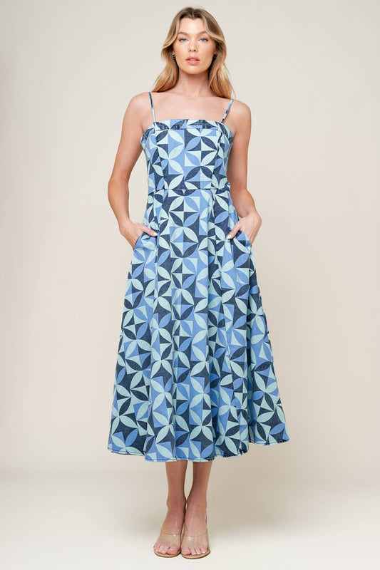 GWENNY BLUE DENIM MIDI DRESS Flying Tomato