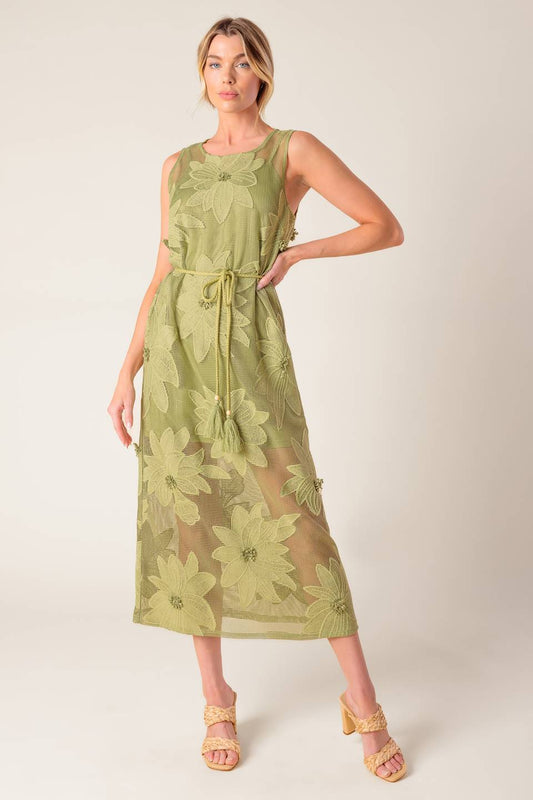 IN MY FREE TIME WOVEN LACE MIDI DRESS Flying Tomato