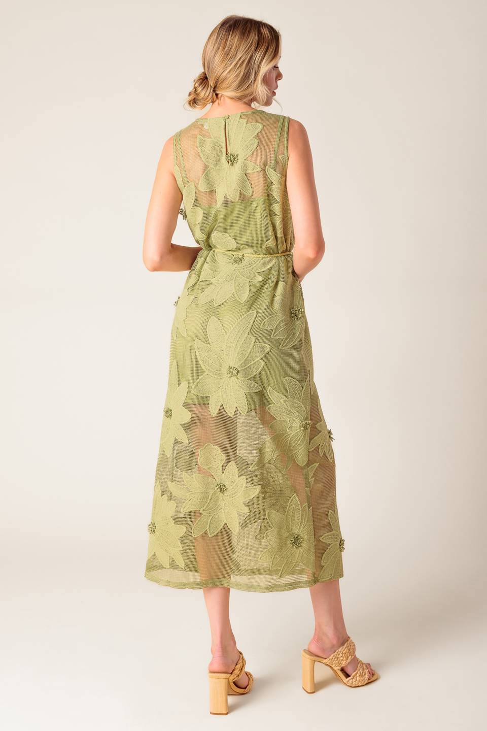 IN MY FREE TIME WOVEN LACE MIDI DRESS