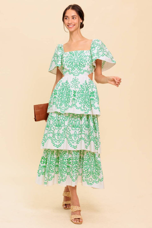 SHE'S A VISION WOVEN MIDI DRESS Flying Tomato