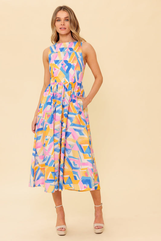 PATTON PARK BLUE WOVEN MIDI DRESS Flying Tomato