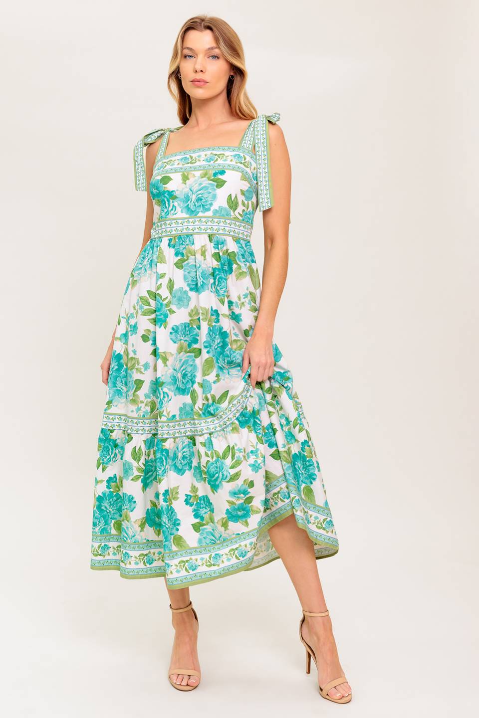 WRITTEN IN THE SKY WOVEN MIDI DRESS