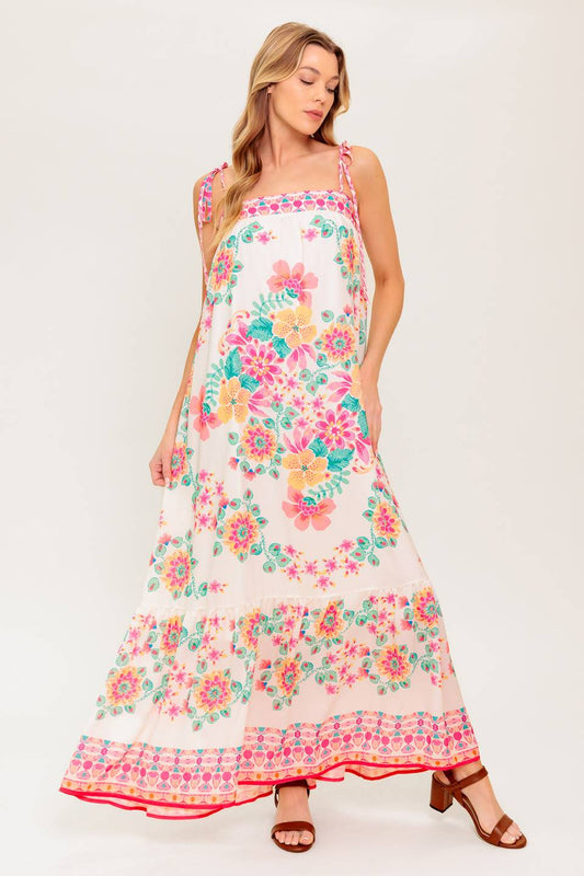 SUMMER GLOW IVORY WOVEN MAXI DRESS Flying Tomato