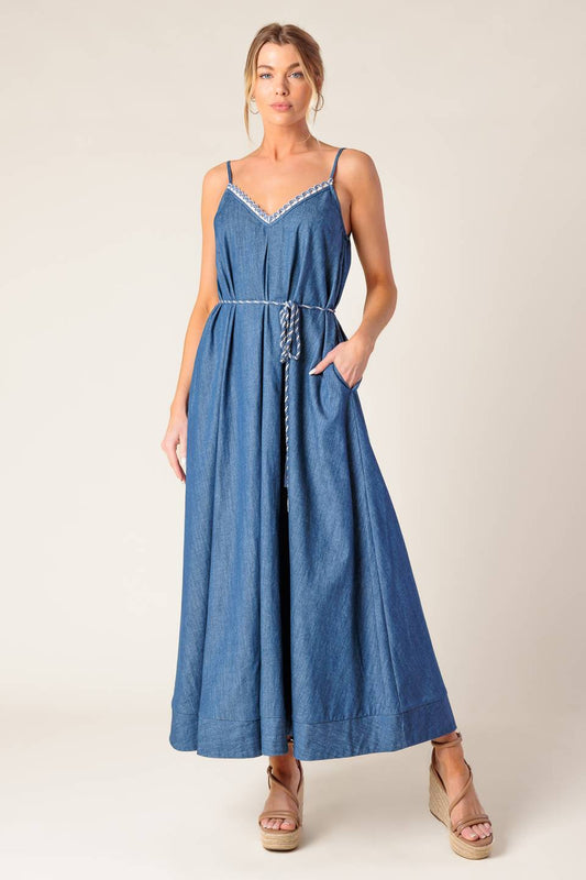 HEARTFELT MOMENT DENIM MIDI DRESS Flying Tomato