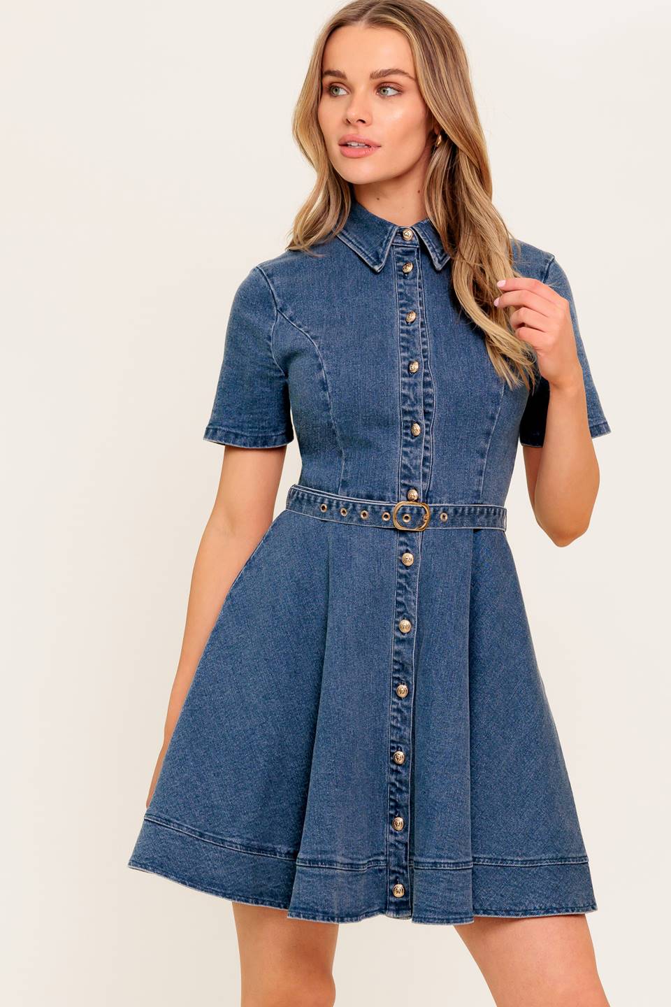 IN THE SHADE INDIGO DENIM MINI DRESS