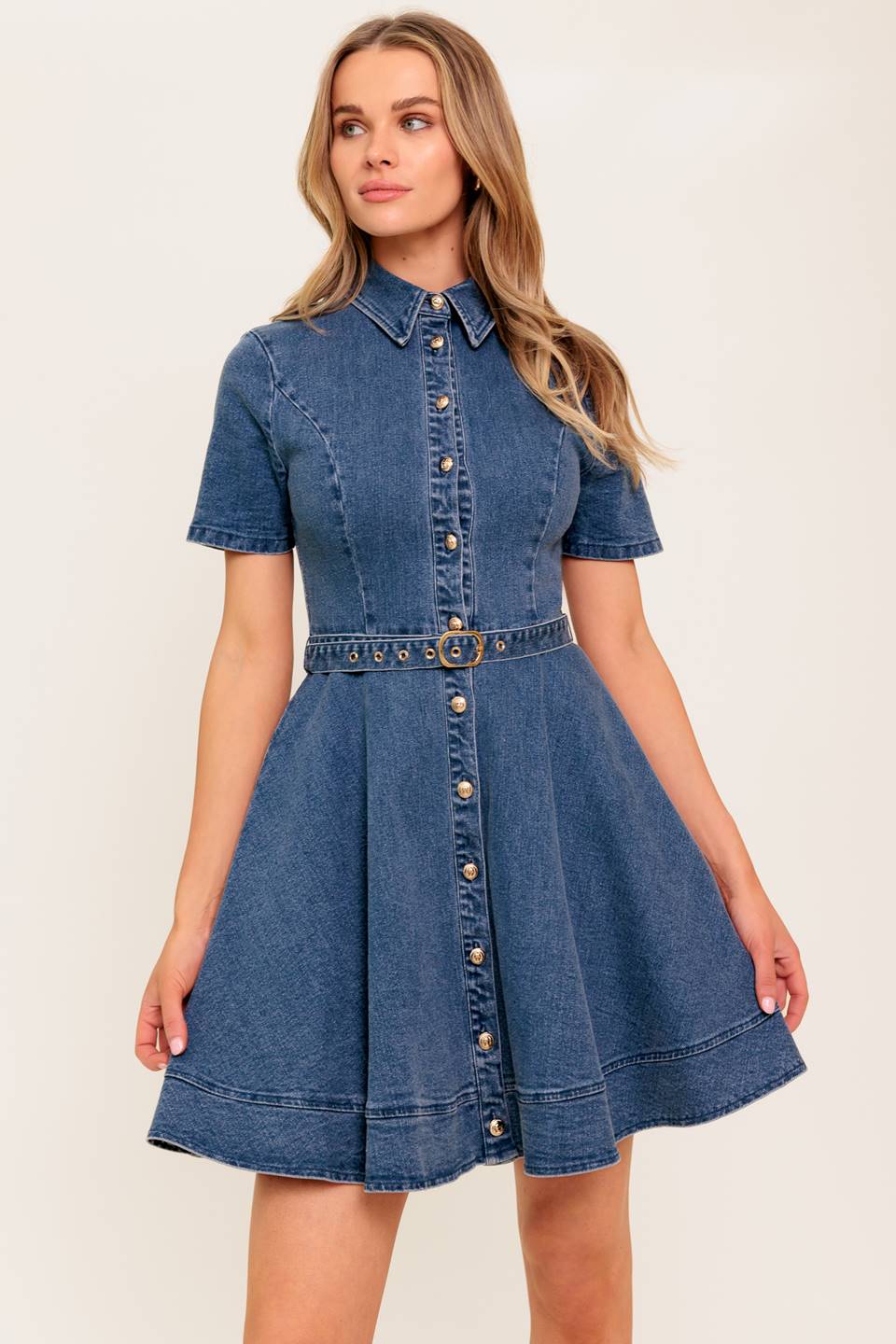IN THE SHADE INDIGO DENIM MINI DRESS