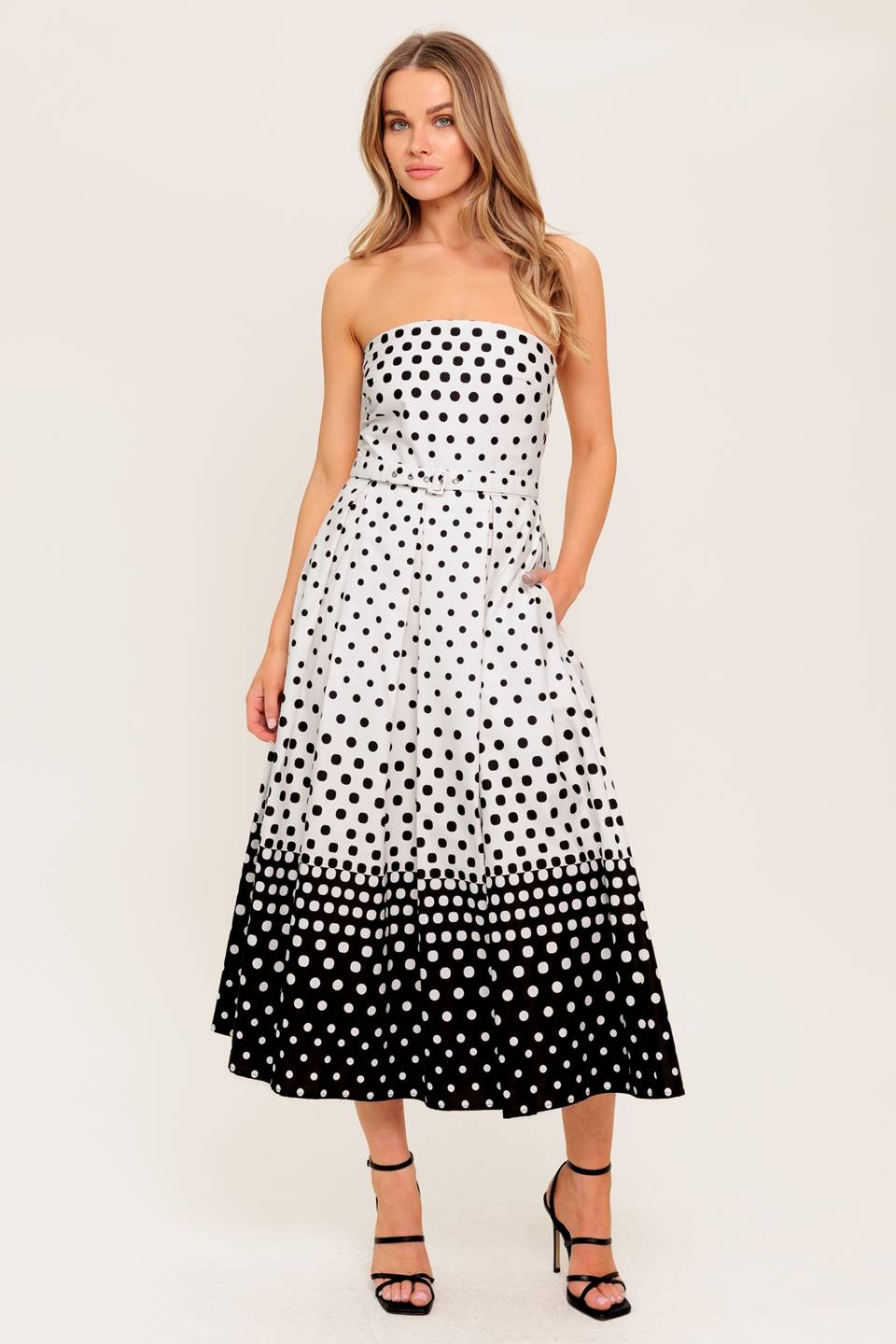 SUMMER FLIRT POLKADOT WOVEN MIDI DRESS