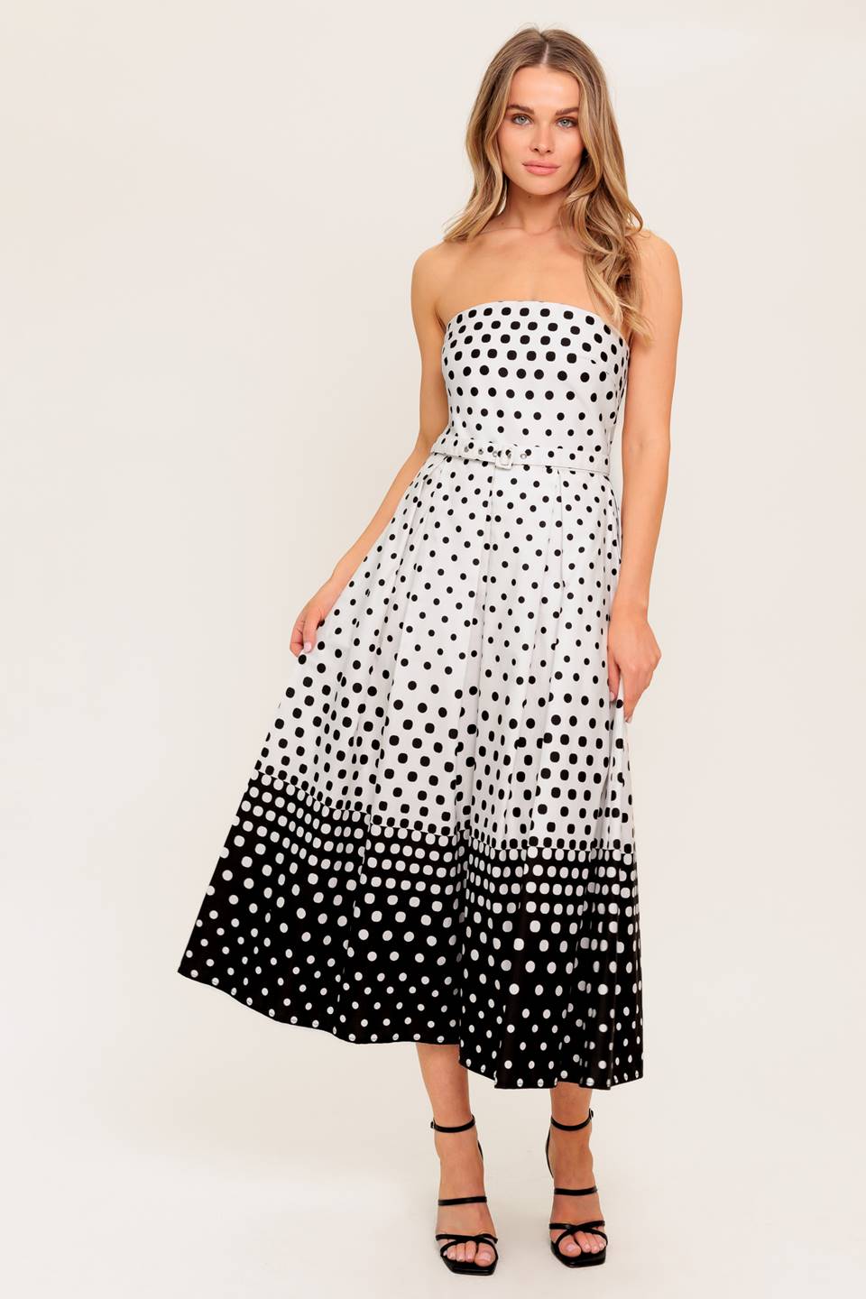 SUMMER FLIRT POLKADOT WOVEN MIDI DRESS