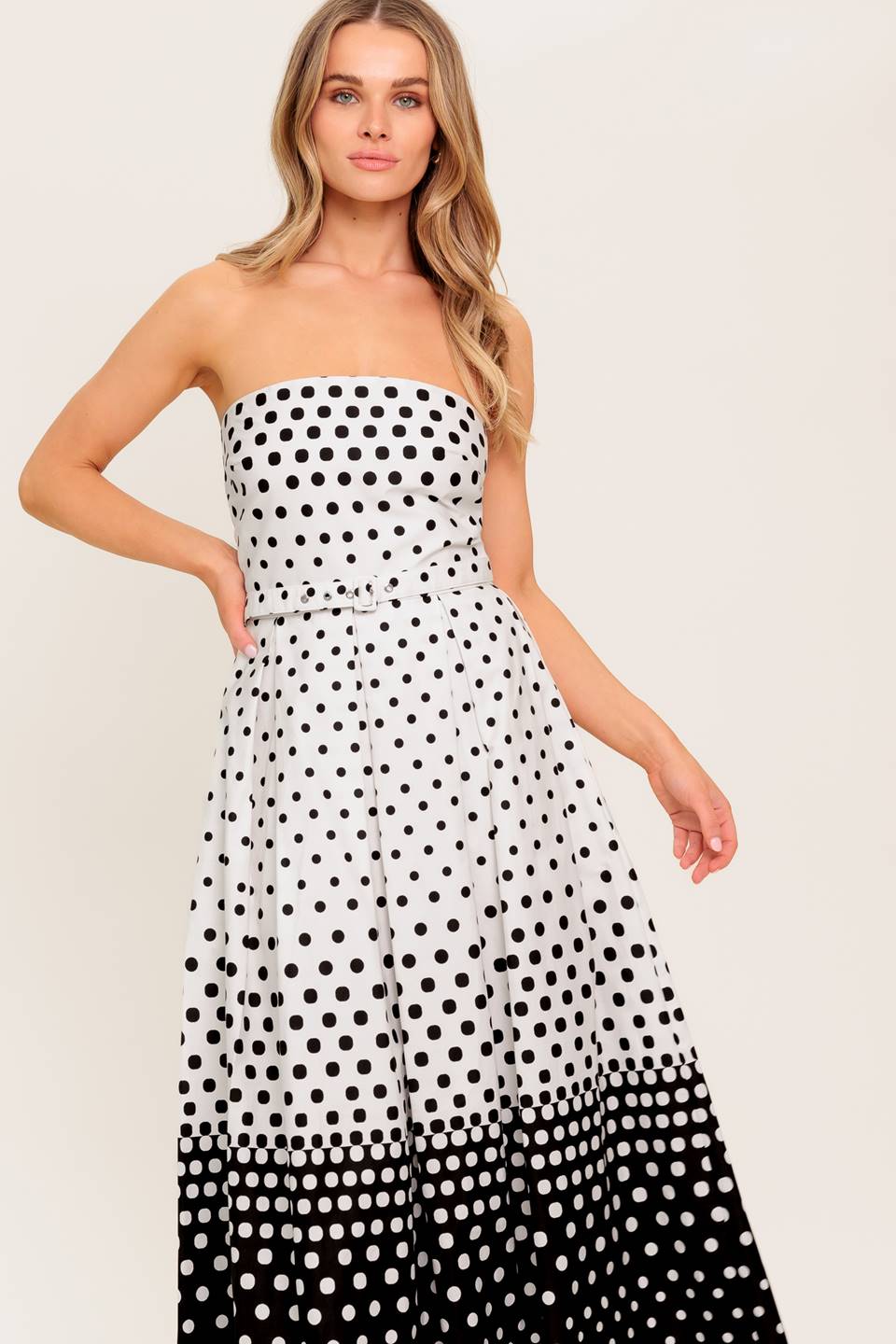 SUMMER FLIRT POLKADOT WOVEN MIDI DRESS