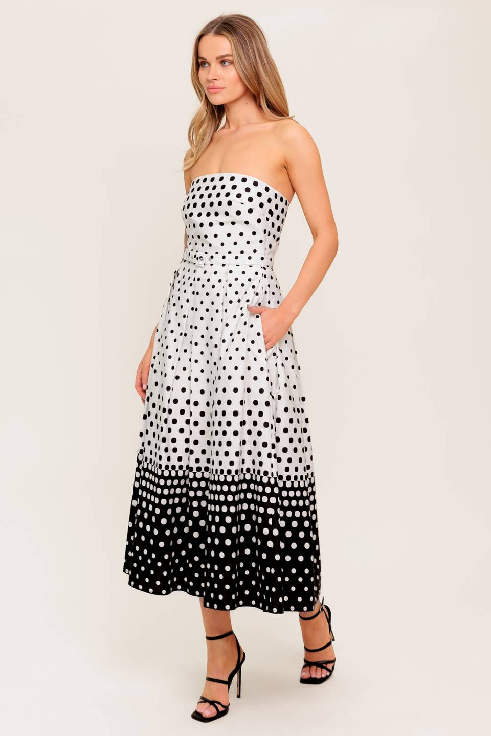 SUMMER FLIRT POLKADOT WOVEN MIDI DRESS