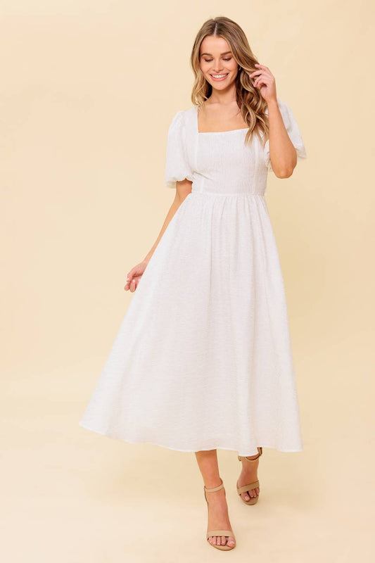 SLEEK DEDICATION IVORY WOVEN MDI DRESS Flying Tomato