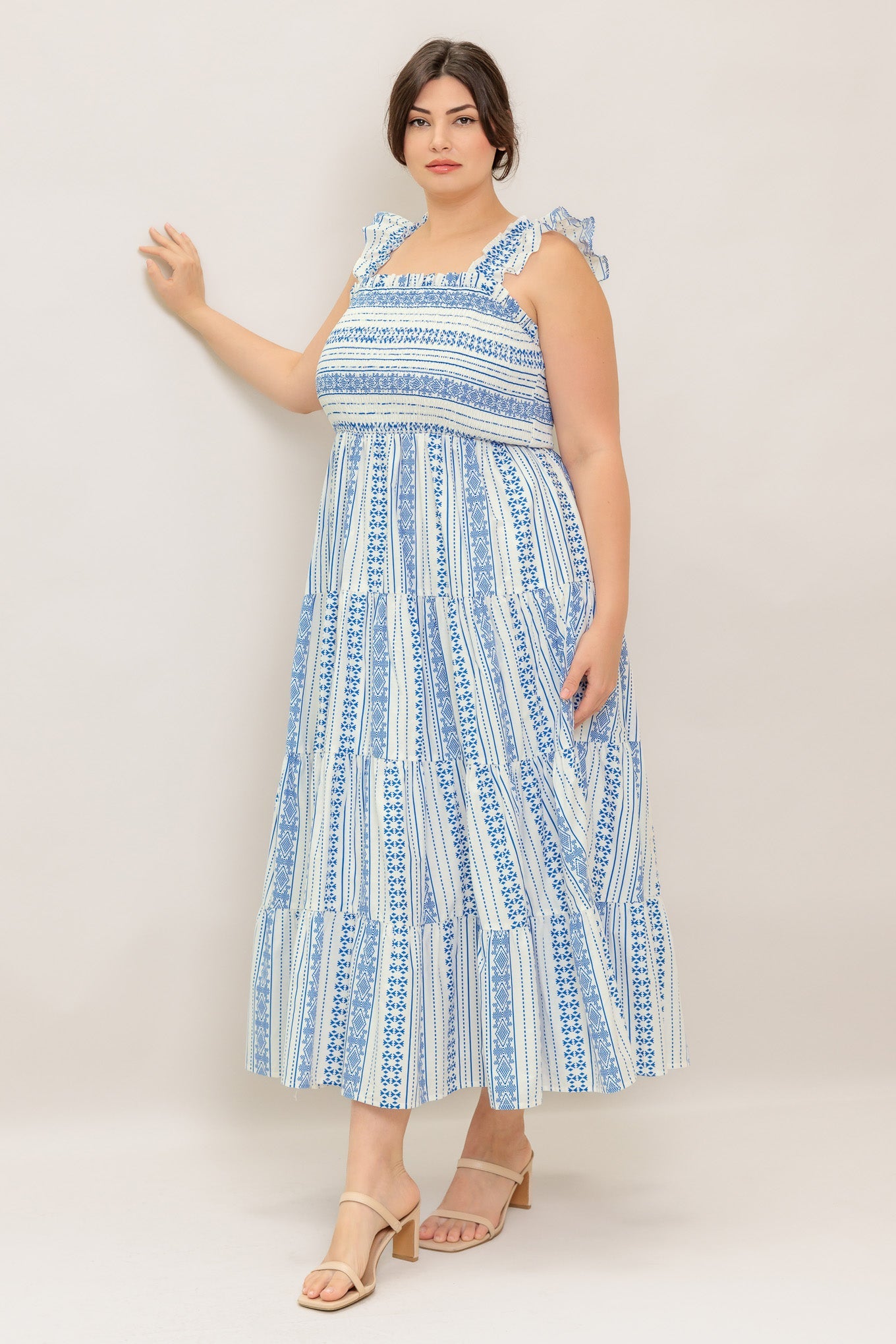 MIDSUMMER PETALS WOVEN MIDI DRESS