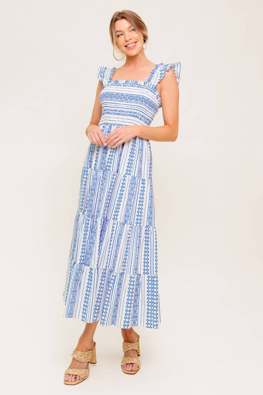 MIDSUMMER PETALS WOVEN MIDI DRESS Flying Tomato