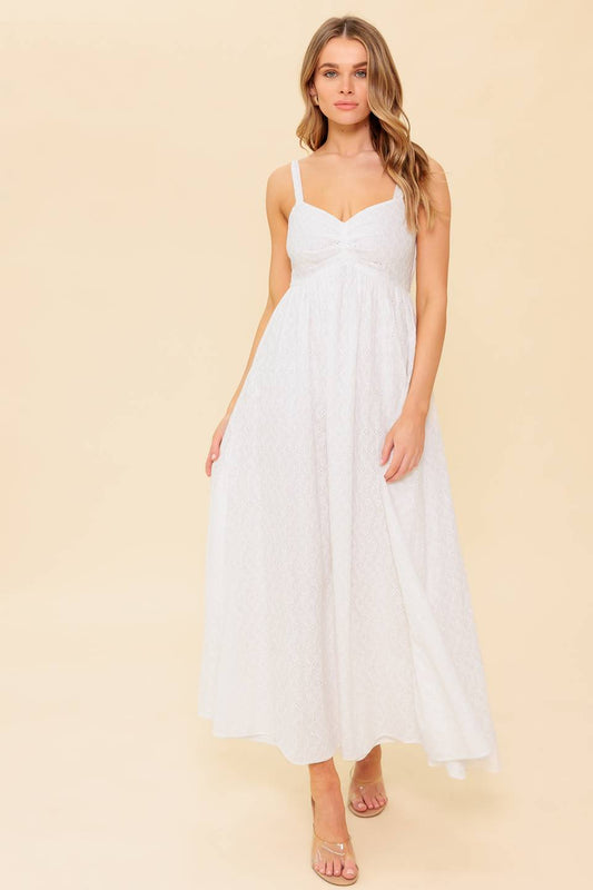 LOVE OF MINE IVORY EYELET MIDI DRESS Flying Tomato