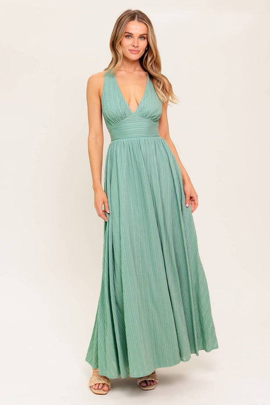 SUNSHINE ON MY MIND SAGE WOVEN MAXI DRESS Flying Tomato
