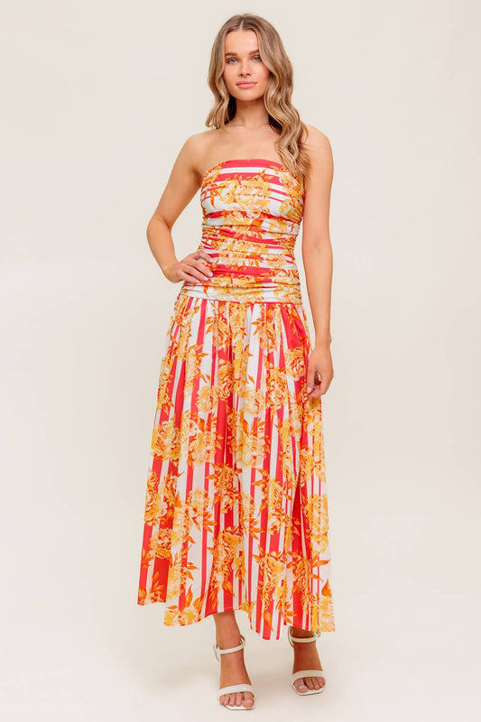 PEONY STORM DANCE WOVEN MIDI DRESS Flying Tomato