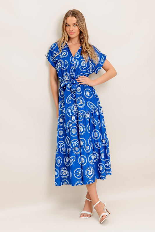 GREEK ISLE MEDALLION WOVEN MIDI DRESS Flying Tomato