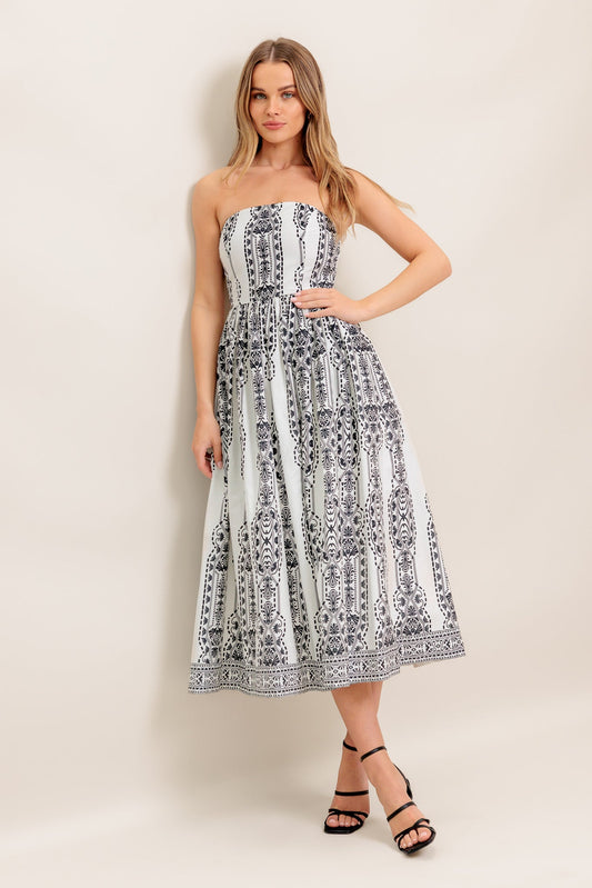 SUMMER SILHOUETTE WOVEN MIDI DRESS Flying Tomato