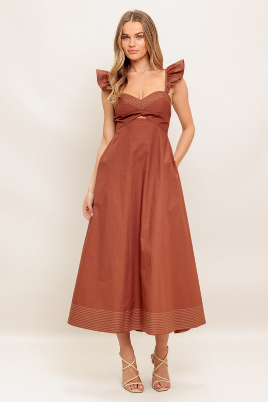TUSCAN SUNSET WOVEN MIDI DRESS Flying Tomato