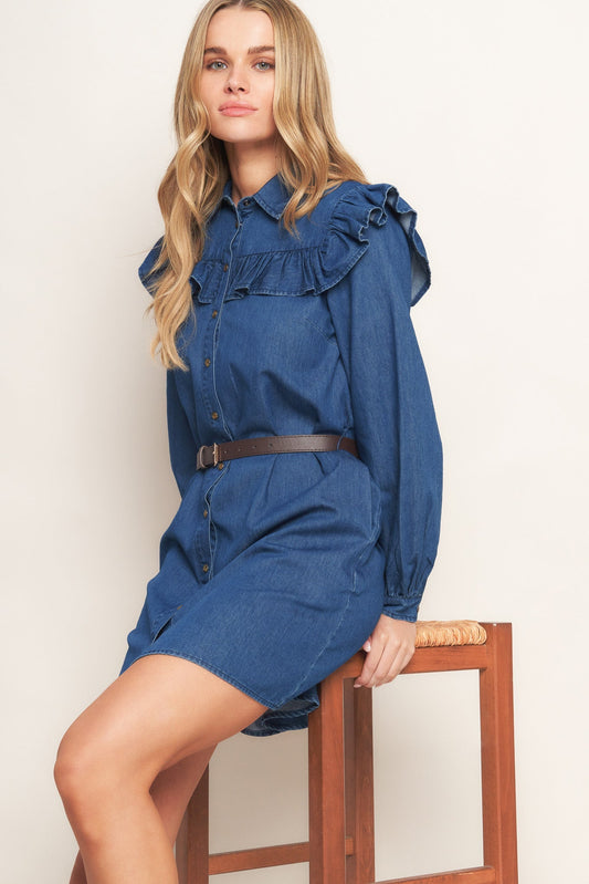 BLUEBIRD COWGIRL DENIM MINI DRESS Flying Tomato