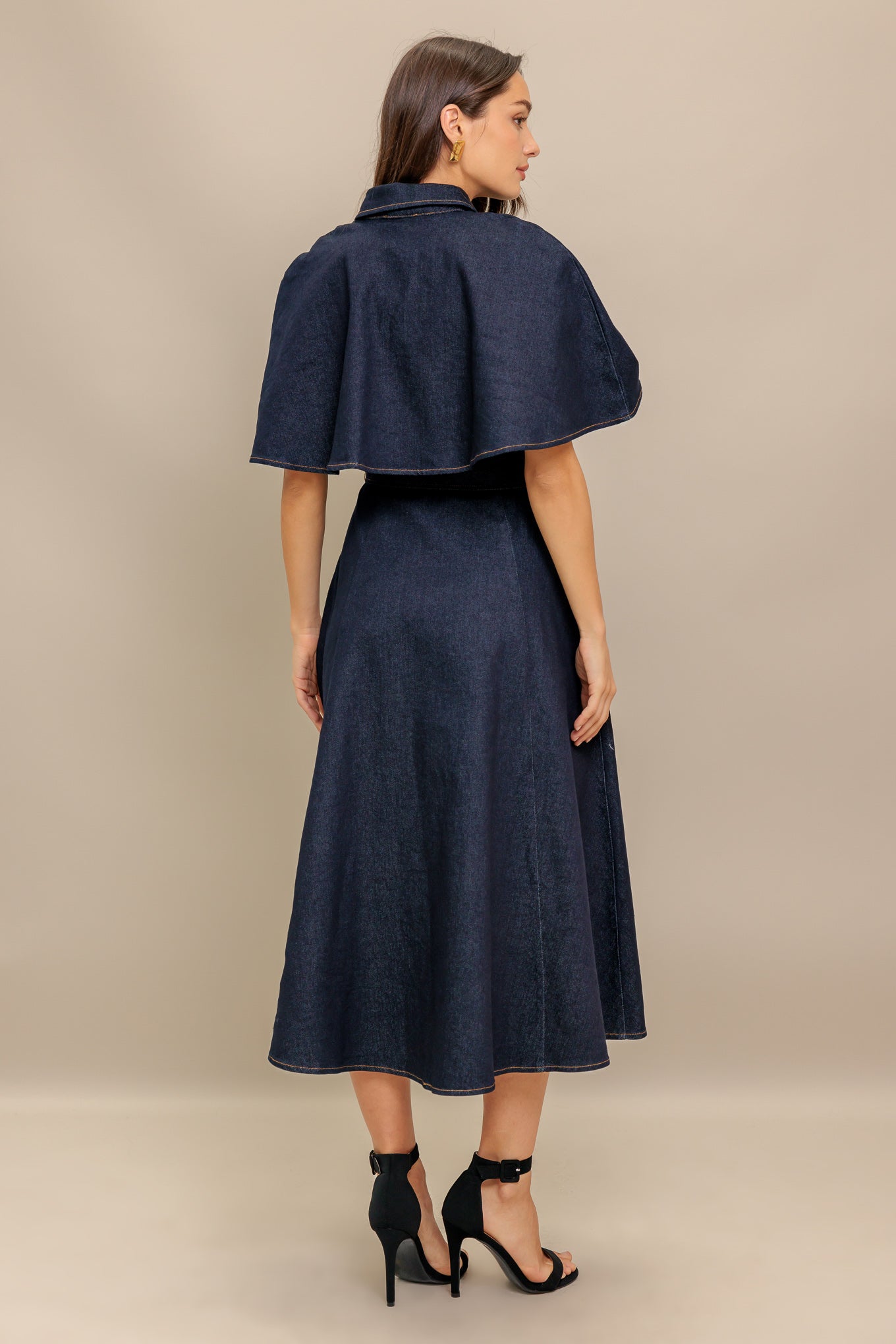 NOSTALGIA COAST DENIM MIDI DRESS
