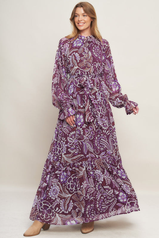 VIOLET BLOSSOM SPIRIT WOVEN MAXI DRESS Flying Tomato