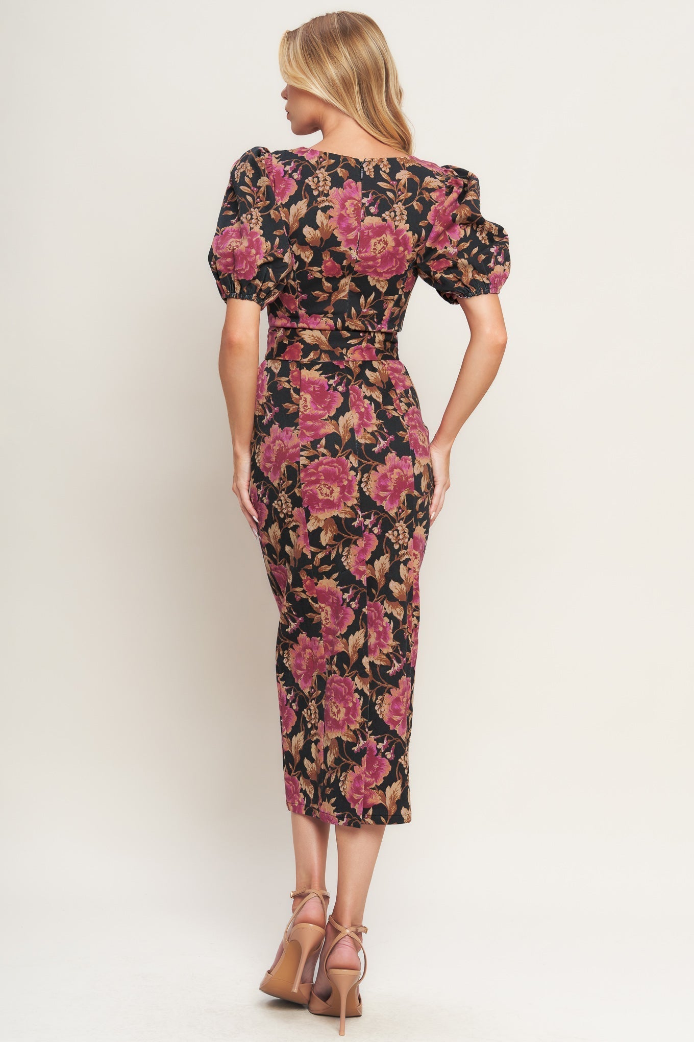 GOTHIC ROSE WOVEN MIDI DRESS Flying Tomato