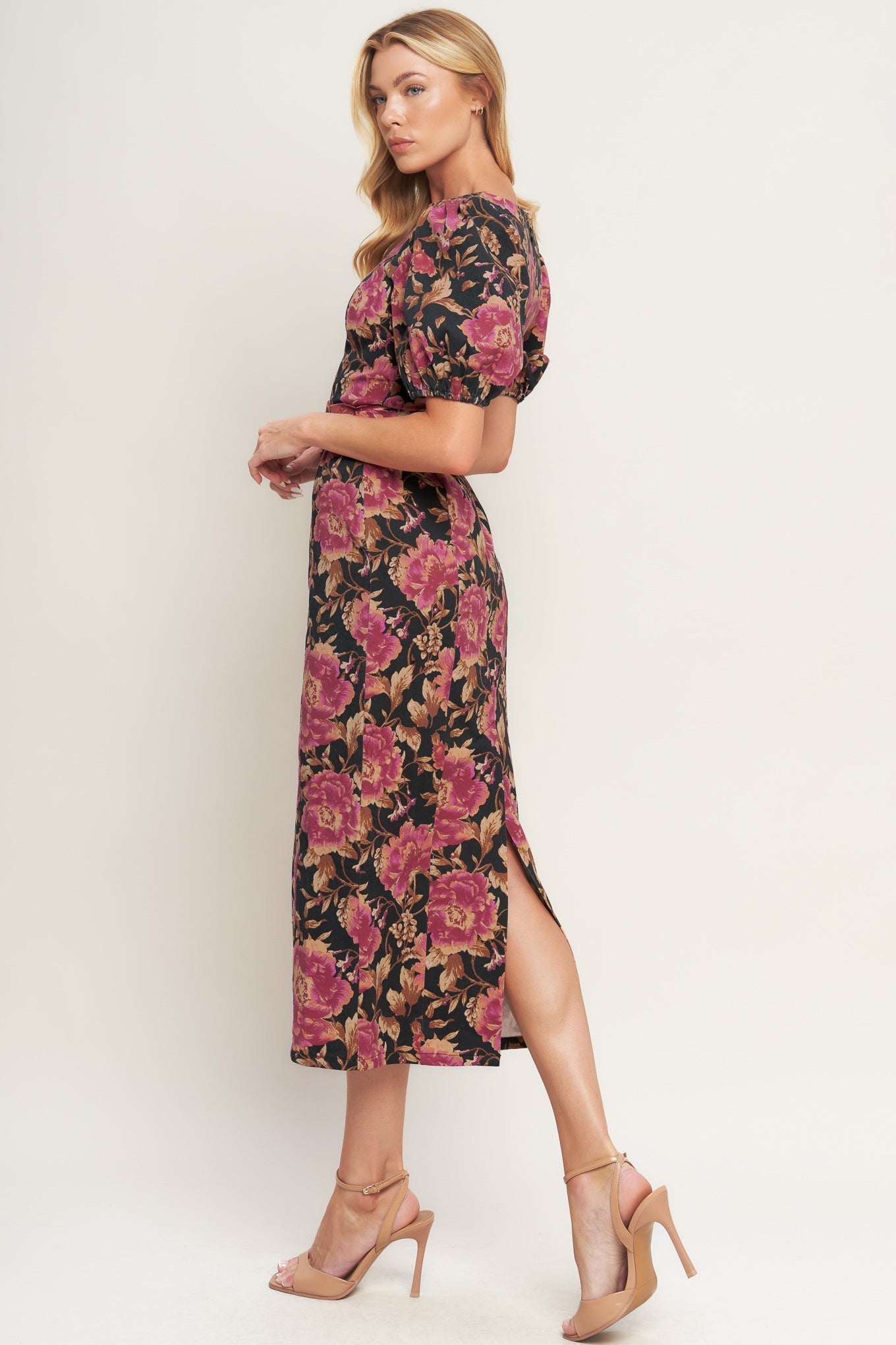 GOTHIC ROSE WOVEN MIDI DRESS Flying Tomato