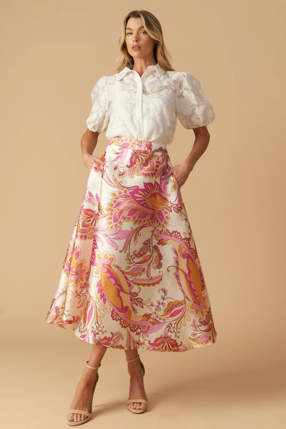 YN Y STILLNESS WEDI EI WEITHIO MIDI SKIRT