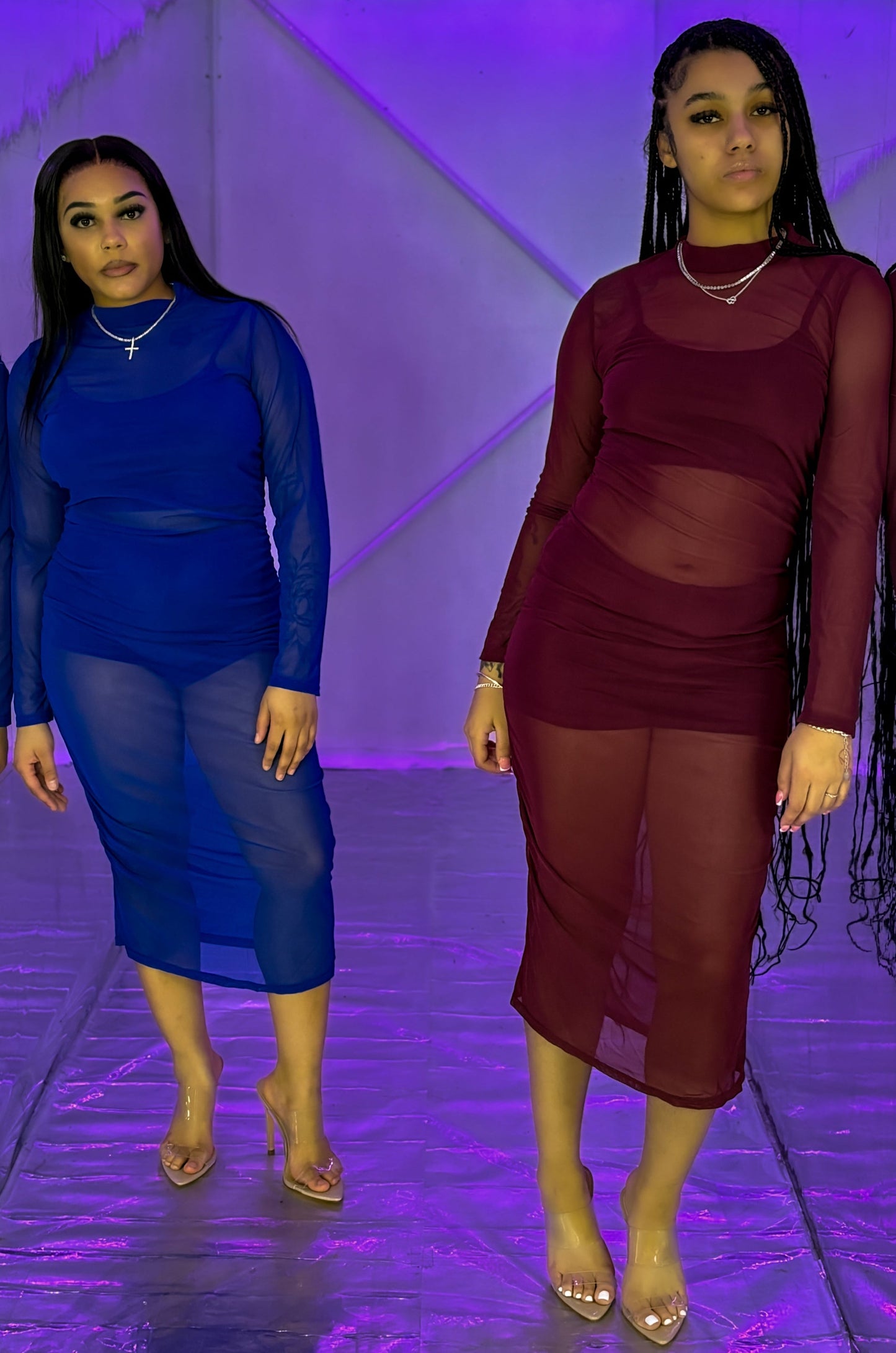 🔥 Triple Threat Mesh Magic: 3-Piece Crop Top, High Waist Shorts & Sheer Dress Set
