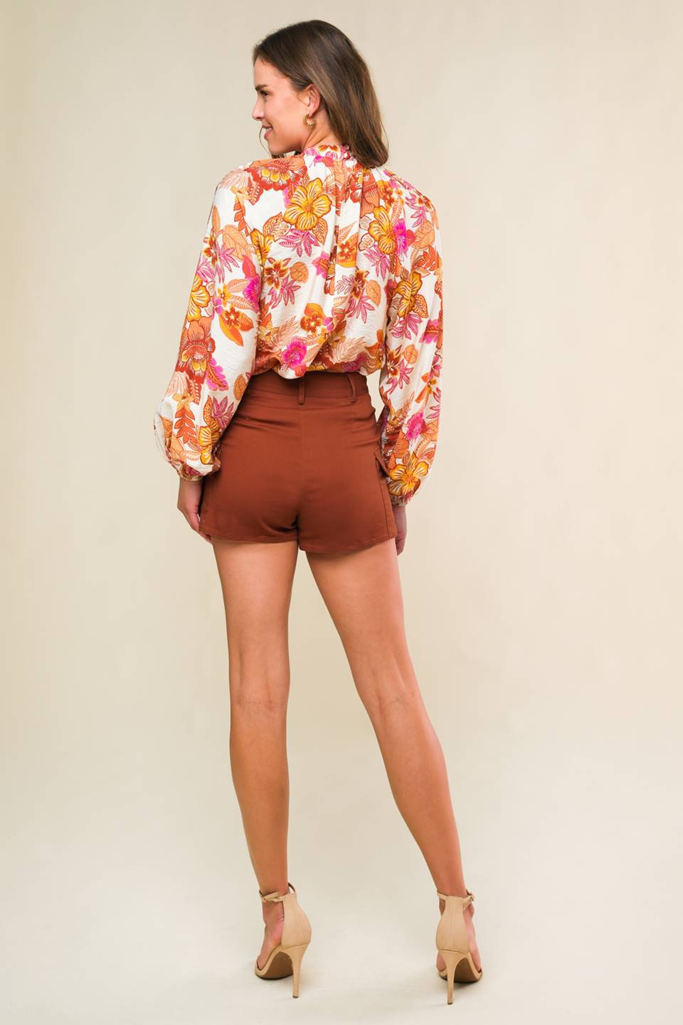 The Way Out Twill Skort With Side Pockets Front Zipper