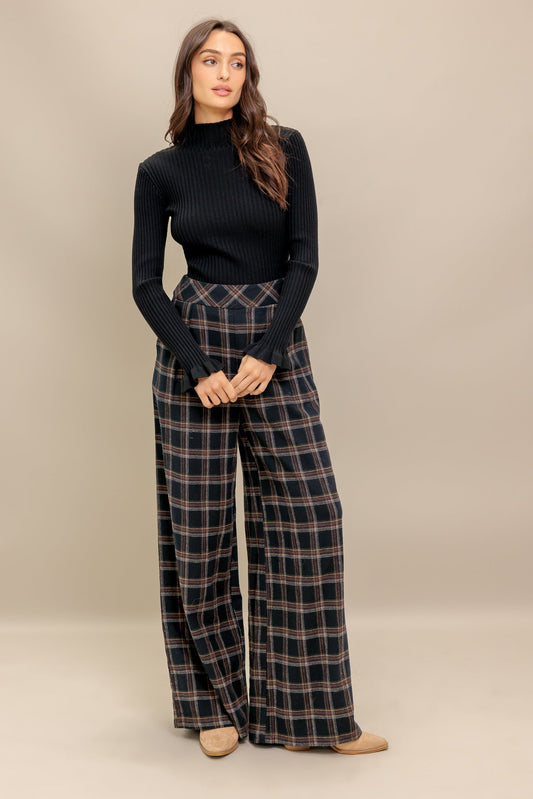 LATTE SUNDAY WOVEN PLAID PANTS Flying Tomato