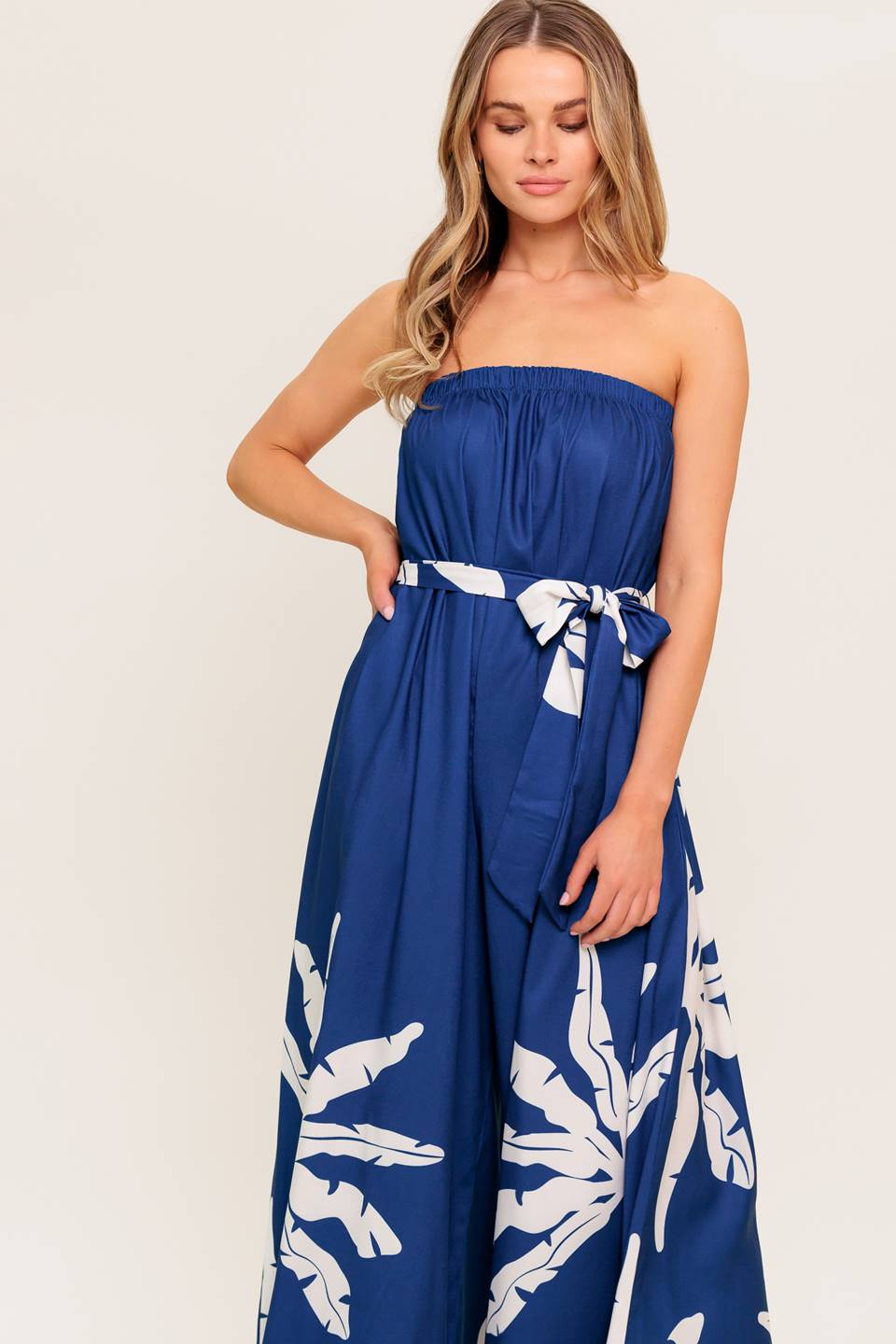 SERENE DAYS NAVY WOVEN JUMPSUIT