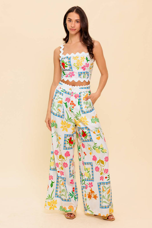 MARIGOLD IVORY WOVEN TOP AND PANT SET Flying Tomato