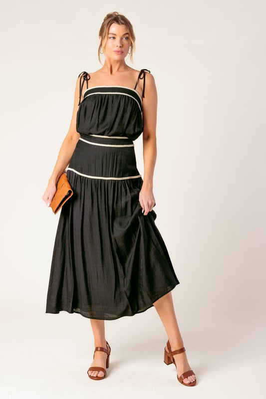 DIVIDE AND CONTOUR WOVEN TOP AND SKIRT SET Flying Tomato