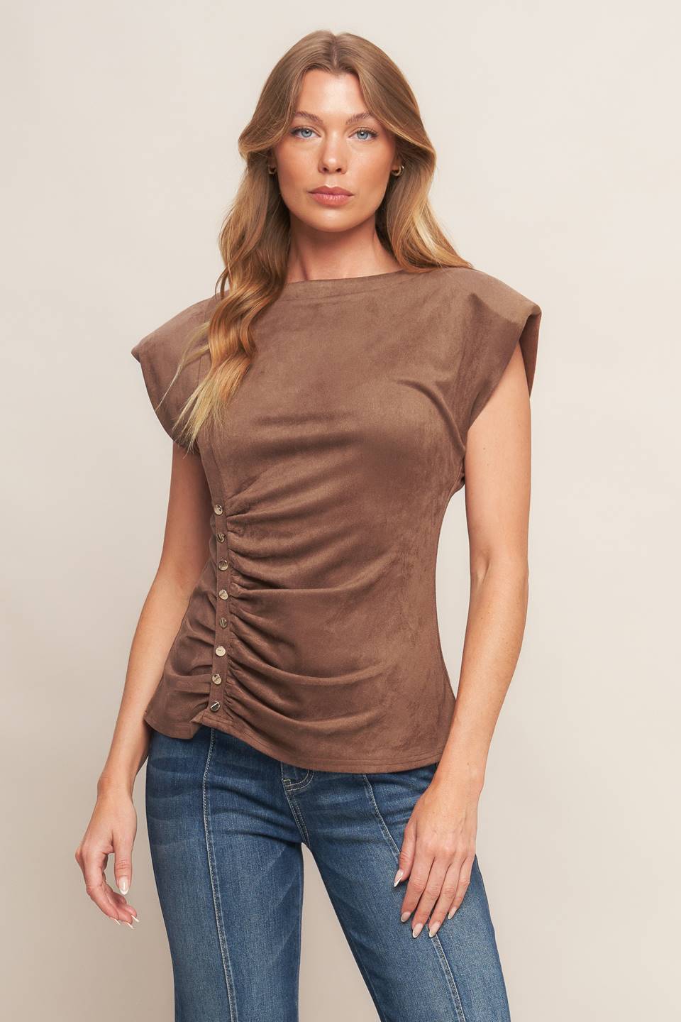 MY EVERYDAY BEST FAXU SUEDE TOP