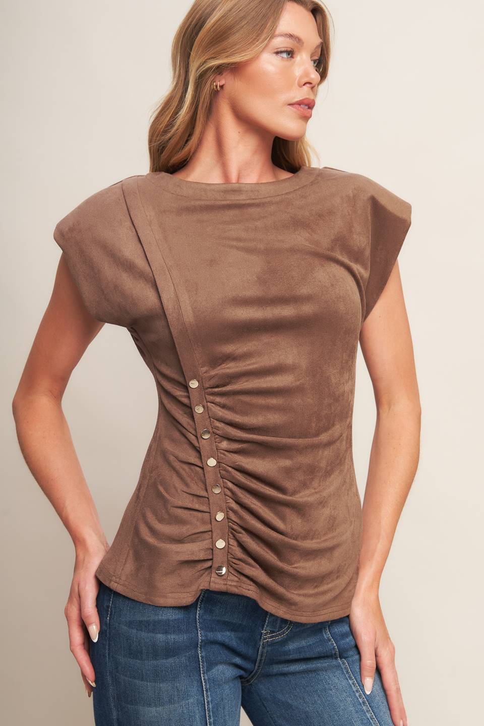 MY EVERYDAY BEST FAXU SUEDE TOP